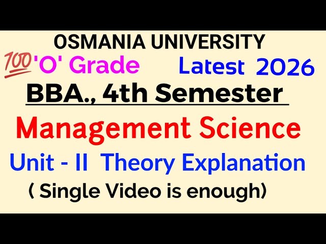 Management Science | UNIT - 2 | Theory Explanation | BBA., 4th Semester | Osmania University