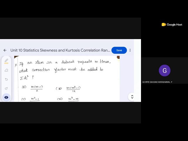 Skewness and Rank correlation -Statitics MCQ- UG TRB Maths 2