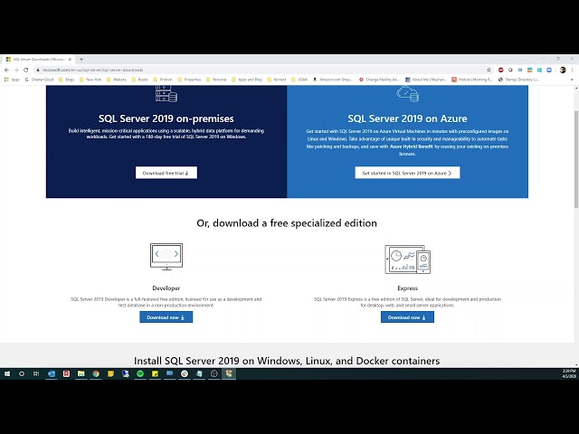 Downloading and Installing SQL Server Developer Edition
