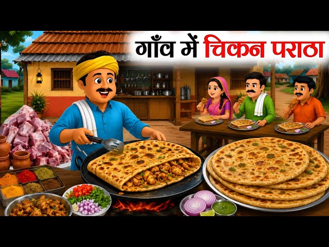 गाँव में चिकन पराठा | Gao Mai Chicken Parata  | Hindi Cartoon | Food Story | SCH