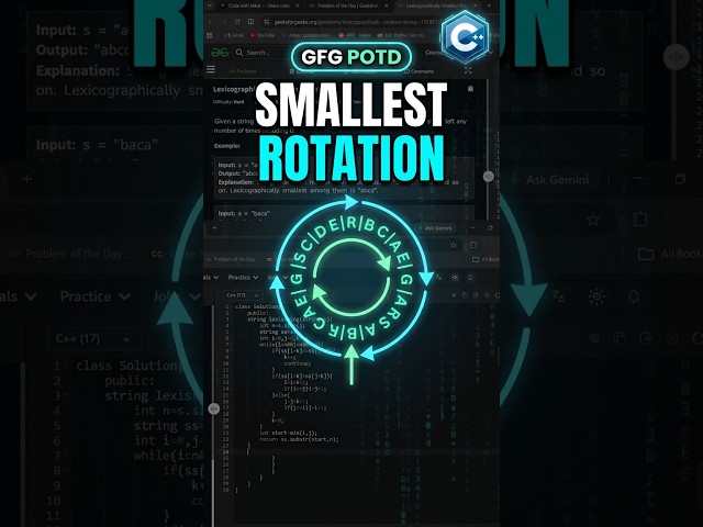 PROBLEM OF THE DAY GFG Lexicographically Smallest Rotation 02-10-2026 #coding #problemsolving