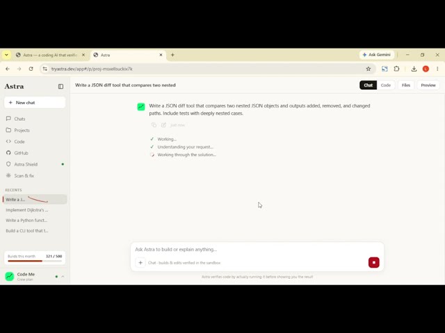 Astra AI Builds a JSON Diff Tool — Tested on Deeply Nested Cases