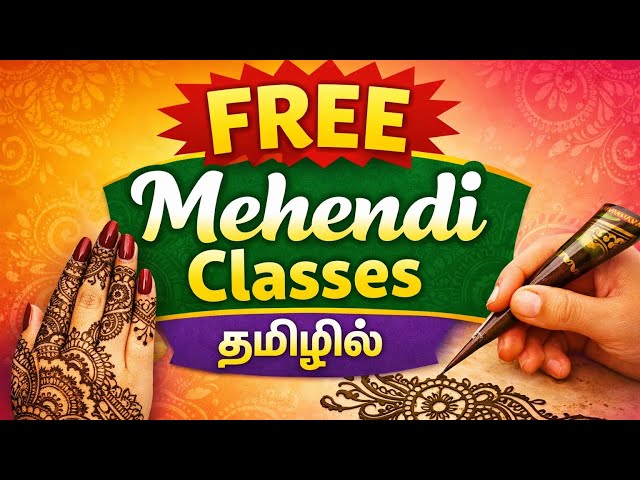 👉 Free Mehendi Class in Tamil | Step by Step Mehndi for Beginners /easy bridal mehendi tamil