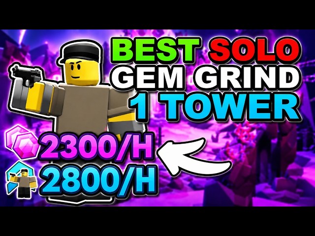 *NEW* BEST Solo Gem Grinding Strategy With 1 Tower FULL GUIDE | Roblox TDS