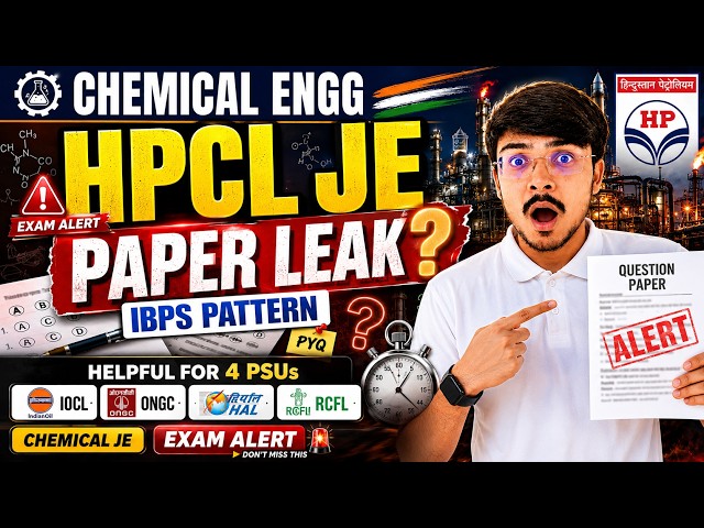 HPCL JE Chemical Engg  Paper Leak | IOCL Exam Chemical Engineering 2026 | ONGC Exam 2026