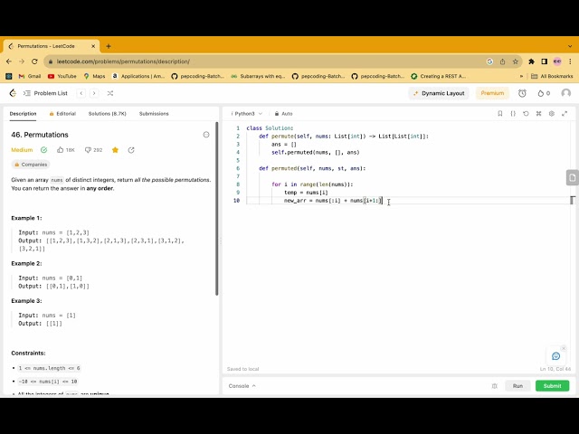 46. Permutations Leetcode || Python Easy Solution with Explaination.