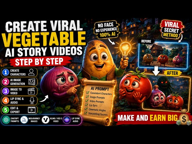 How I Create Viral Vegetable AI Story Videos | Complete Tutorial 2026 🥔🎬