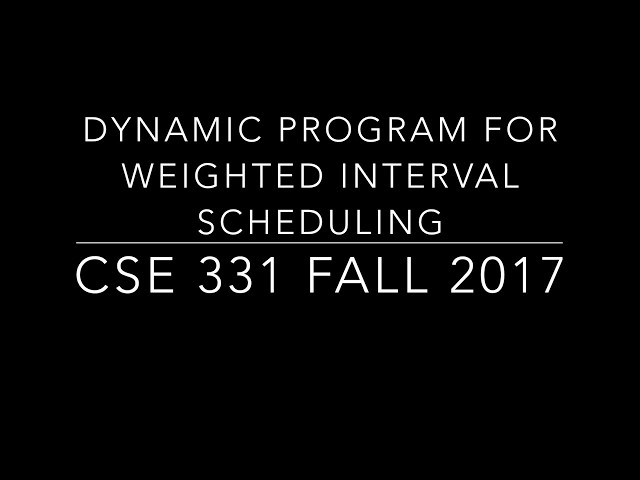 11/17/2017: Dynamic Program for Weighted Interval Scheduling