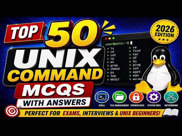 Top 50 UNIX Commands MCQs |#UNIXCommands #MCQs