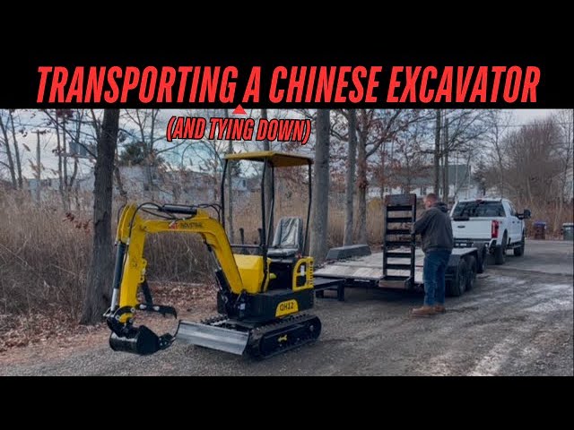 Loading and Strapping A Chinese Excavator Onto My Trailer at East Coast Excavators