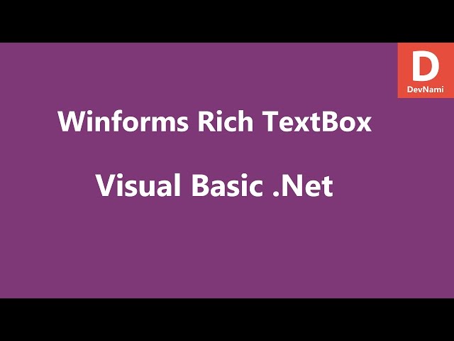Visual Basic .Net WinForms RichTextBox Control