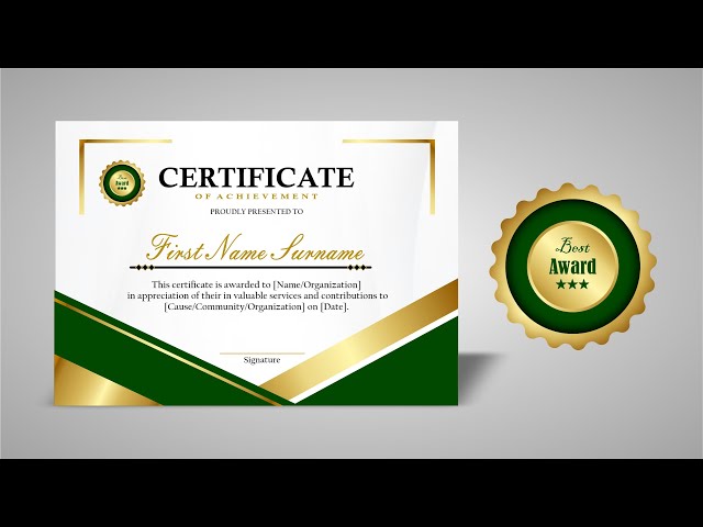 How to Design a Professional Green & Gold Certificate and Badge in CorelDRAW | Step-by-Step Tutorial