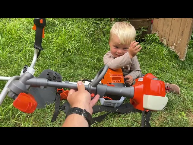 Checking Out Some Weedwhackers and Chainsaws - Husqvarna and Stihl - Outdoor Tools for Kids