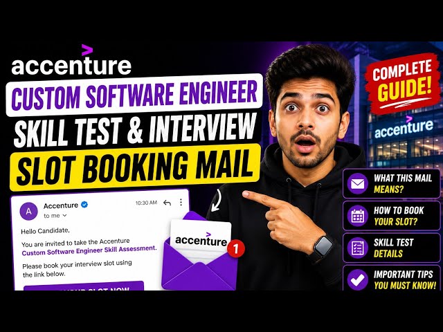Accenture Custom Software Engineer Skill Test & Interview Slot Booking Mail Explained |
