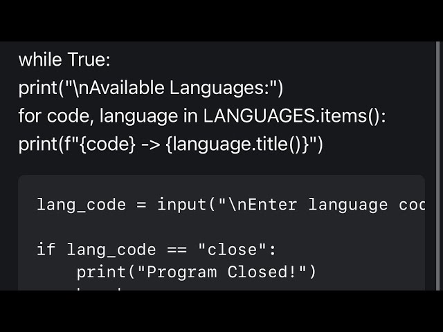 Python mini project language translator 
