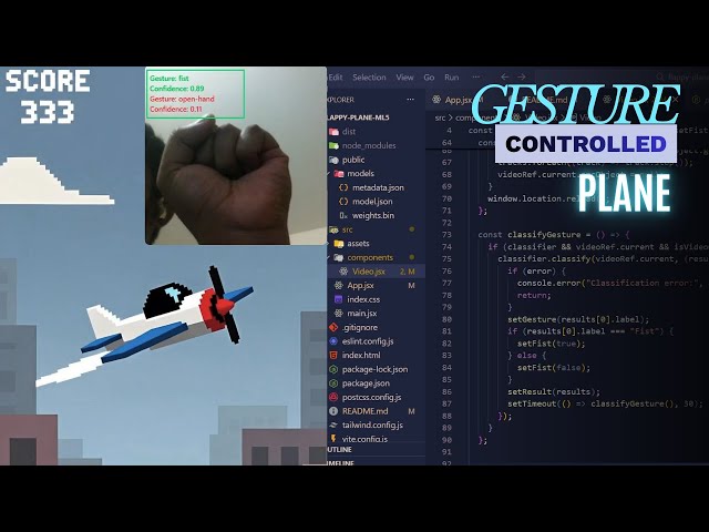 Controlling A Plane With Hand Gestures 🤔 | ML + React + Tailwind Project From Scratch