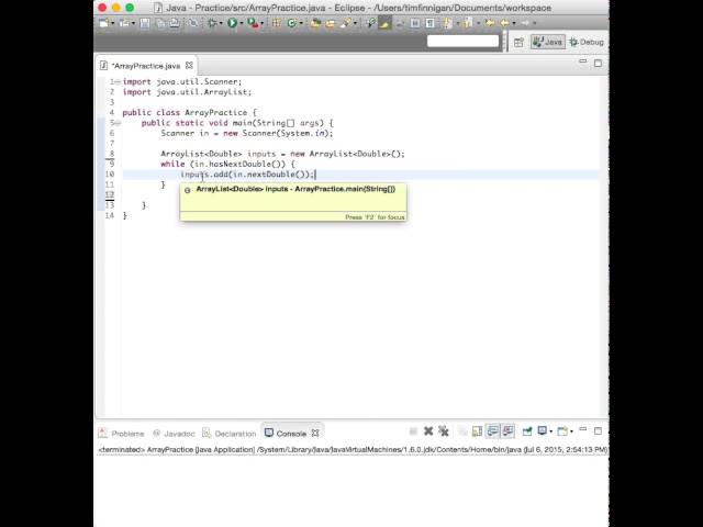 Read User Input into an Array List (Java)
