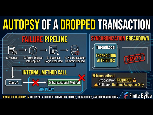 Java Beyond the Textbook: 17. Autopsy of a Dropped Transaction: Proxies, ThreadLocals, & Propagation