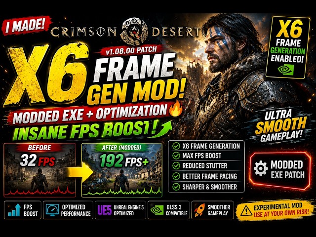 Crimson Desert v1.08.00 😱 X6 FRAME GEN MOD + FPS BOOST 🚀 INSANE PERFORMANCE!