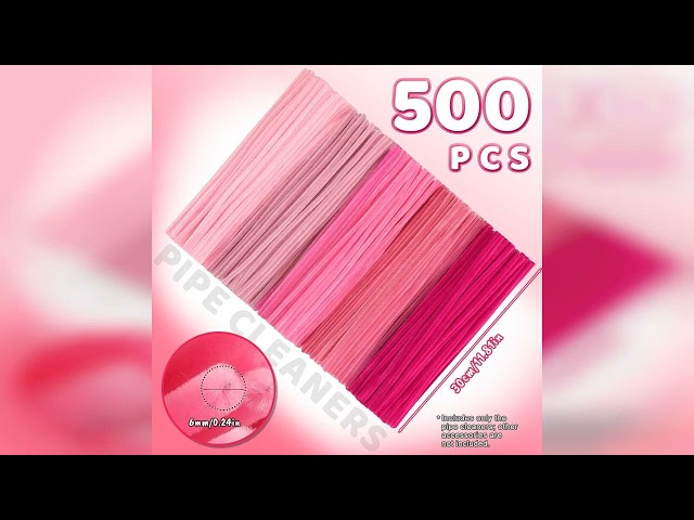 Overview: 500 PCS Pipe Cleaners, Pink Pipe Cleaners for Crafts Flowers, Thickened and Denser Pip...