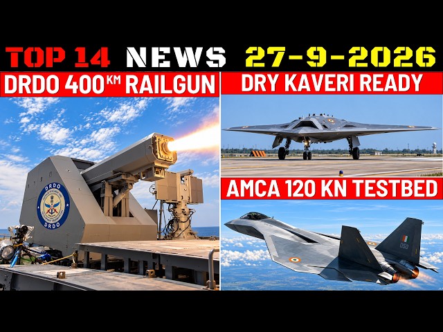 Indian Defence Updates : 400 Km Railgun,AMCA Testbed,Dry Kaveri Completes Trials,HLFT-42 Dropped