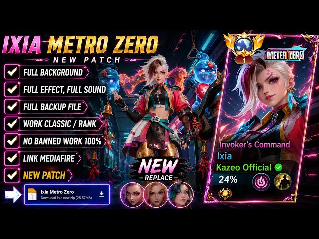 Script Skin Ixia Metro Zero - Invoker's Command No Password | Full Effect Voice | Patch Terbaru