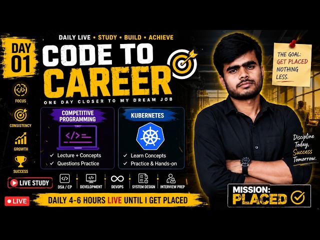 Day 1 🔥 | CODE TO CAREER – Placement Preparation Journey | Competitive Programming + Kubernetes