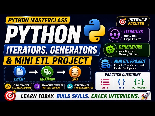 Python Interview Preparation | Iterators, Generators & ETL Project Explained| Data Engineering