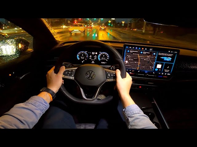 Driving new Volkswagen Passat 2025 at night