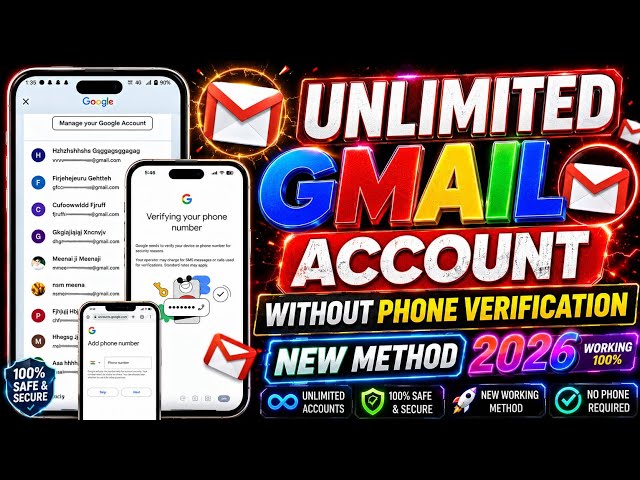 Unlimited Gmail Account Without Phone Verification 2026|how to Create Unlimited Gmail Accounts Guide