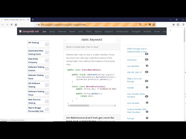What is nested static class in Java? | javapedia.net