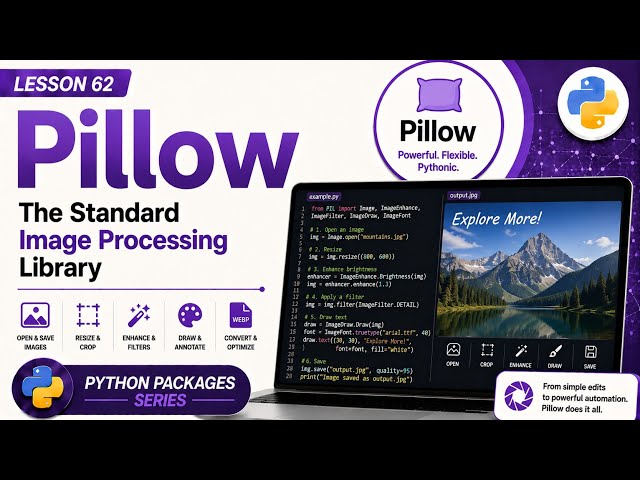 Lesson 62 - Pillow: The Standard Image Processing Library | Python Packages Series | Uplatz