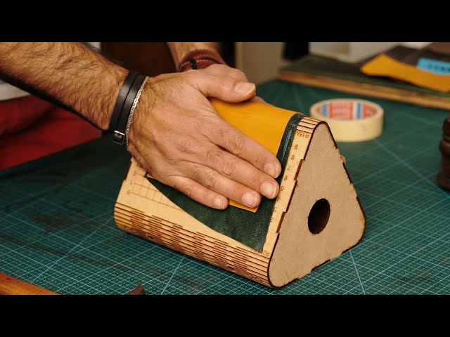 Making a HANDMADE LEATHER Passport Holder | Full process | ASMR