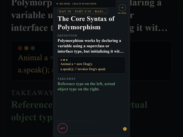 Day 30 Pt 3/10: The Core Syntax of Polymorphism #Shorts