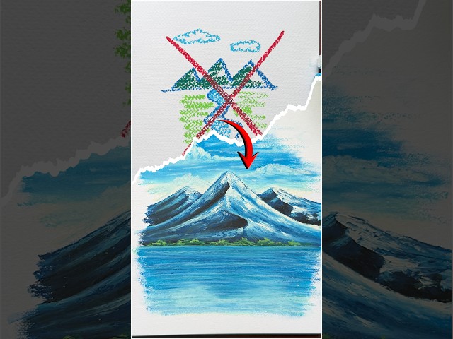 Easy Mountain Scenery Drawing with Oil Pastels | Step-by-Step Tutorial