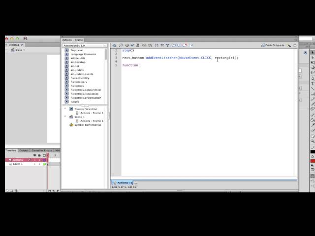 How to create a button in flash professional cs6 with actionscript 3.0