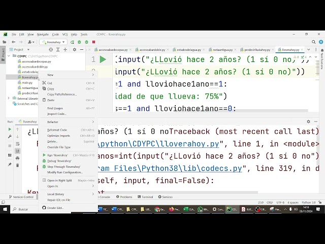 Predicción tiempo atmosférico Condiciones compuestas ELIF Python 1BACHA CDYPC 1BACH IES Monterroso