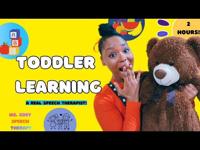 2 hours! Learn to Talk | Ms. Zoey Lets Play – Animals, Colors, ABCs, Fruits & Easy Questions