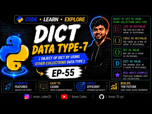 DICT DATA TYPE-7 ( Object of dict by using Other collections data type) EP-55