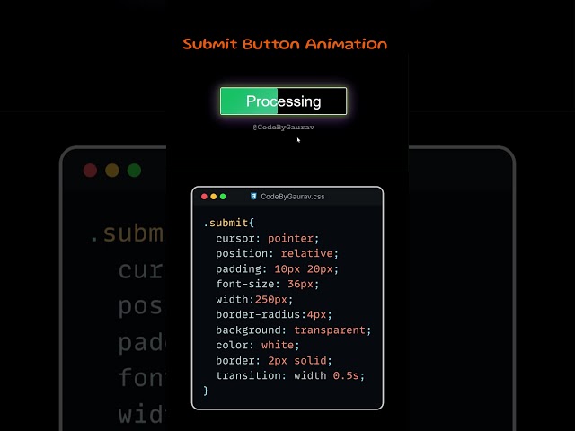 Animated Submit Button | HTML & CSS | Modern UI Effects #webdevelopment #htmlcss #animation