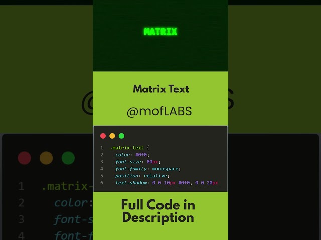 Matrix Text | Html | CSS | mofLABS #css #html #code