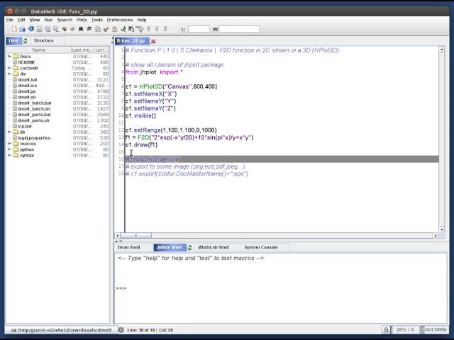 DMelt 1.2 computation and visualisation using Python on the Java platform