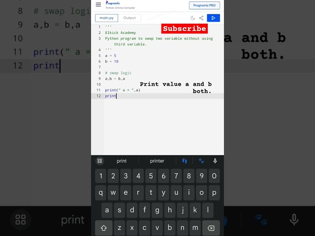 Python program to swap two variables || swapping in python #swapNumber #pythonprograms #swapping