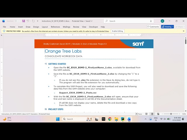 Shelly Cashman Excel 2019 | Module 5: End of Module Project 2 Orange Tree Labs