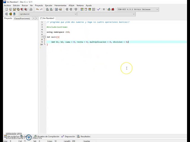 PROGRAMACION: DEV C++. EJERCICIO OPERACIONES BASICAS.