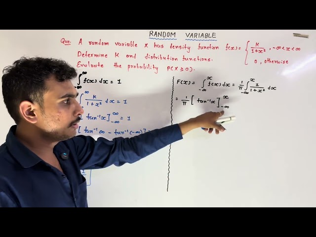 A random variable X has density function f(x) = K/1 + x^2, - x + determine k and distribution functi