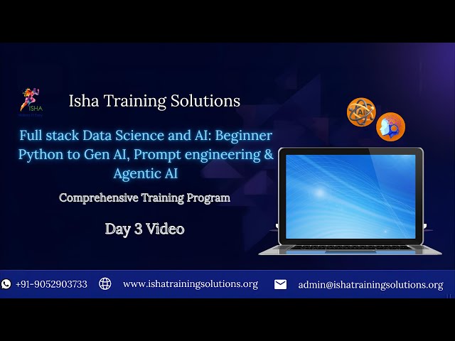 AI & ML Day 3 On 8th January 2026. Pls contact or WhatsApp us on +91-9052903733 to enroll.