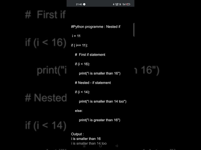 Python Programming : Nested if