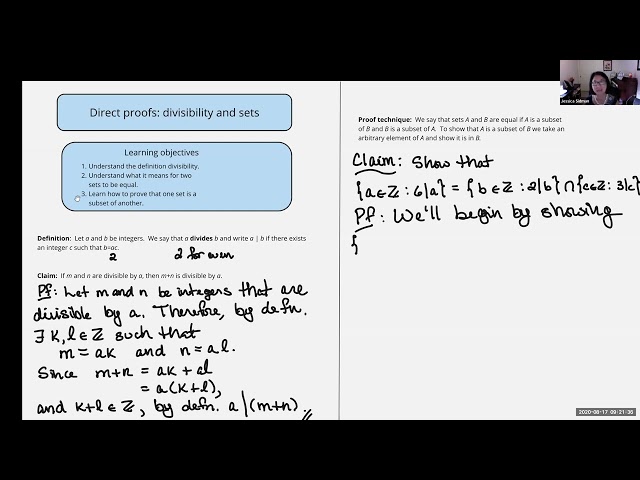 Examples of direct proof  divisibility and sets