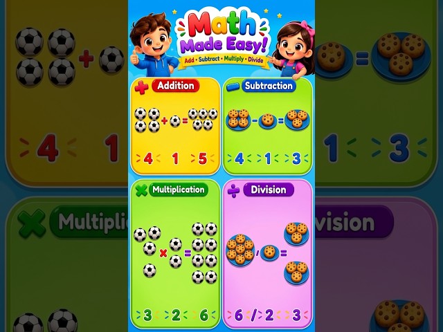 Learn Math for Kids | Subtraction, Division and  with Colorful Objects